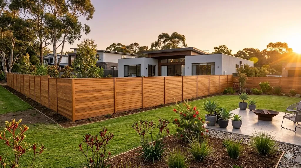 Timber and Colorbond fencing installed in a Sydney backyard